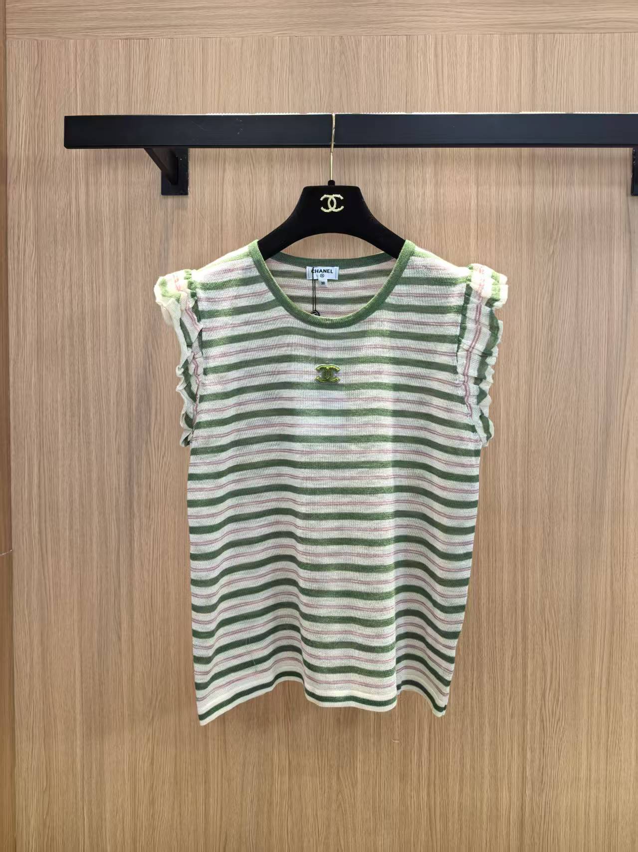 Chanel 2026 Striped Sleeveless Knit Vest Acrylic 387901