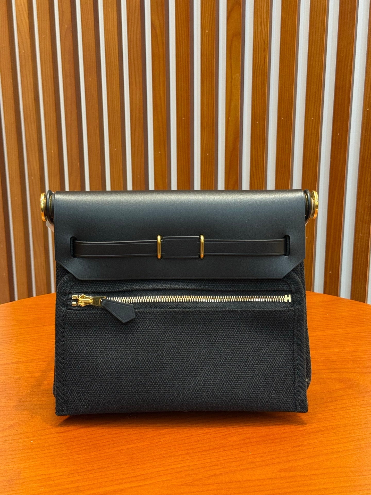 Hermes 2026 Herbag Zip 20cm Black Canvas Leather 284492