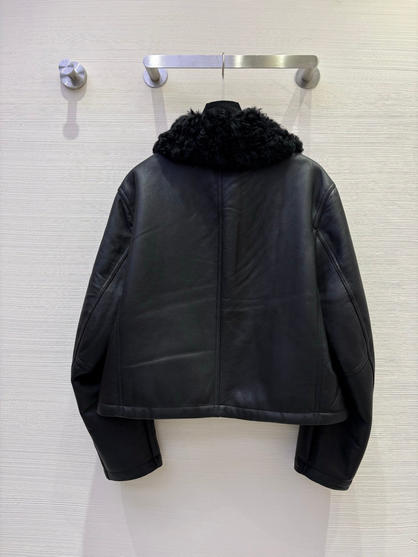 CD 25 Fur Leather Coat Black And Brown Earth