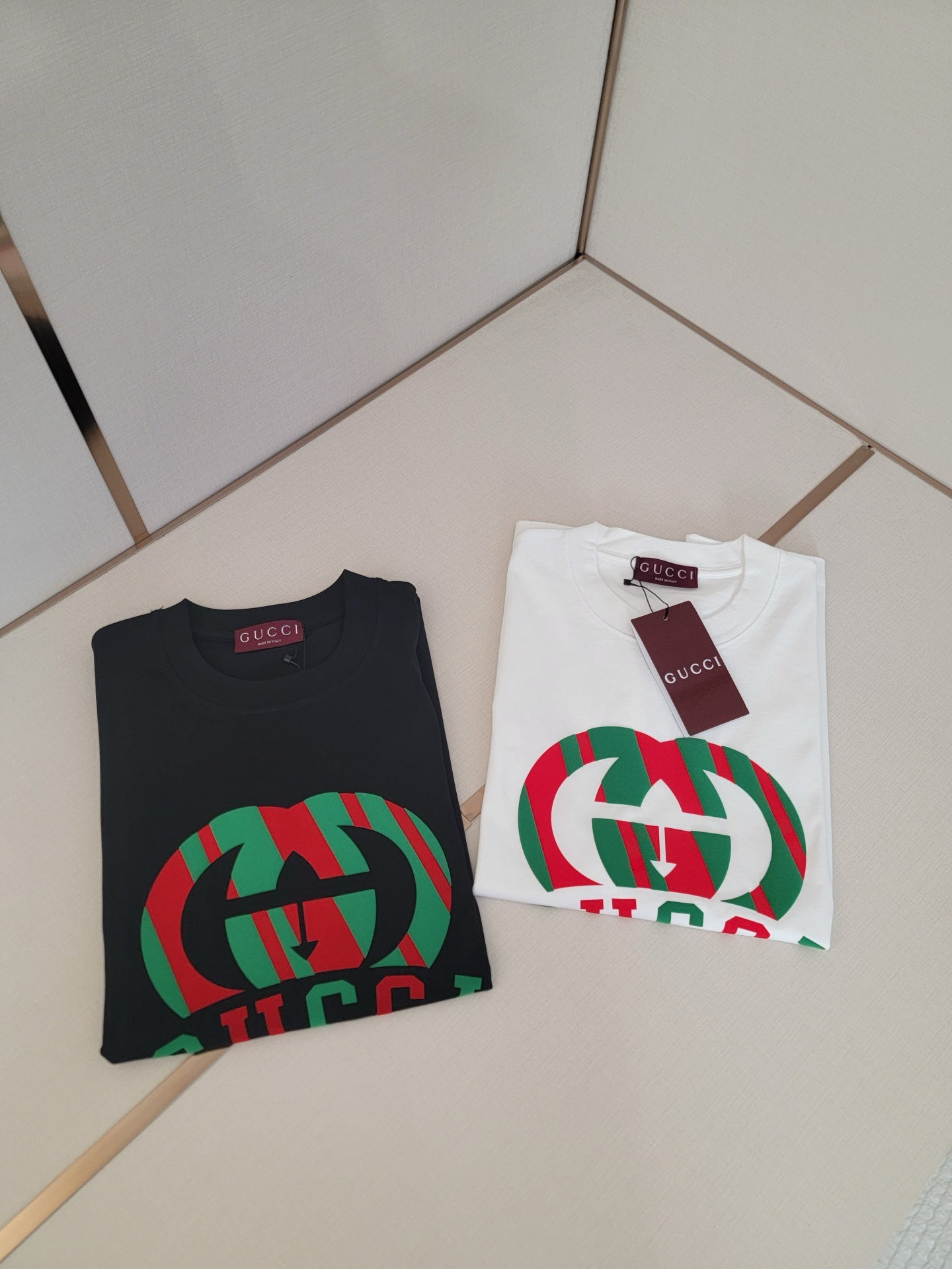 GC 2026 Men's 3D Letter T-Shirt Red And Green Cotton Fabric 699235