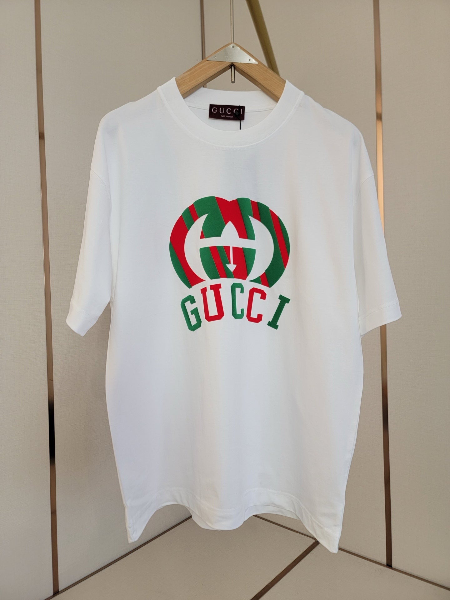 GC 2026 Men's 3D Letter T-Shirt Red And Green Cotton Fabric 699235