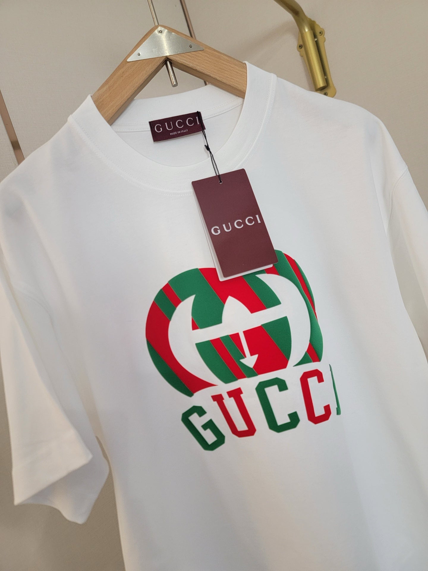 GC 2026 Men's 3D Letter T-Shirt Red And Green Cotton Fabric 699235