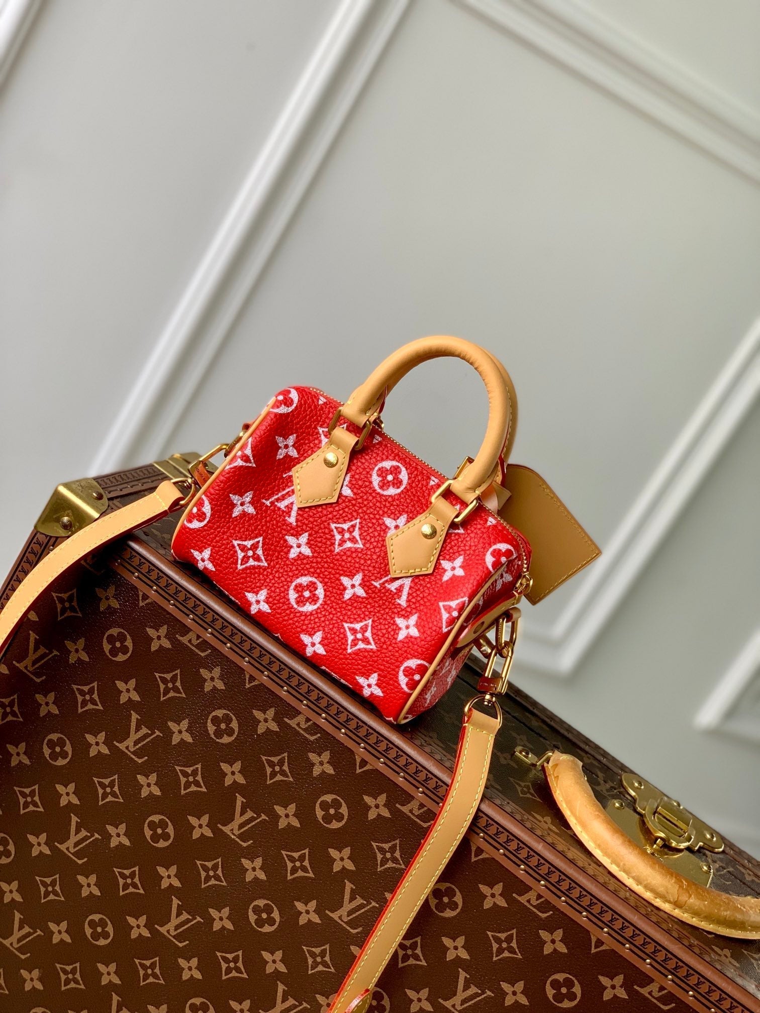 speedy p9 bandouliere 18cm red calfskin