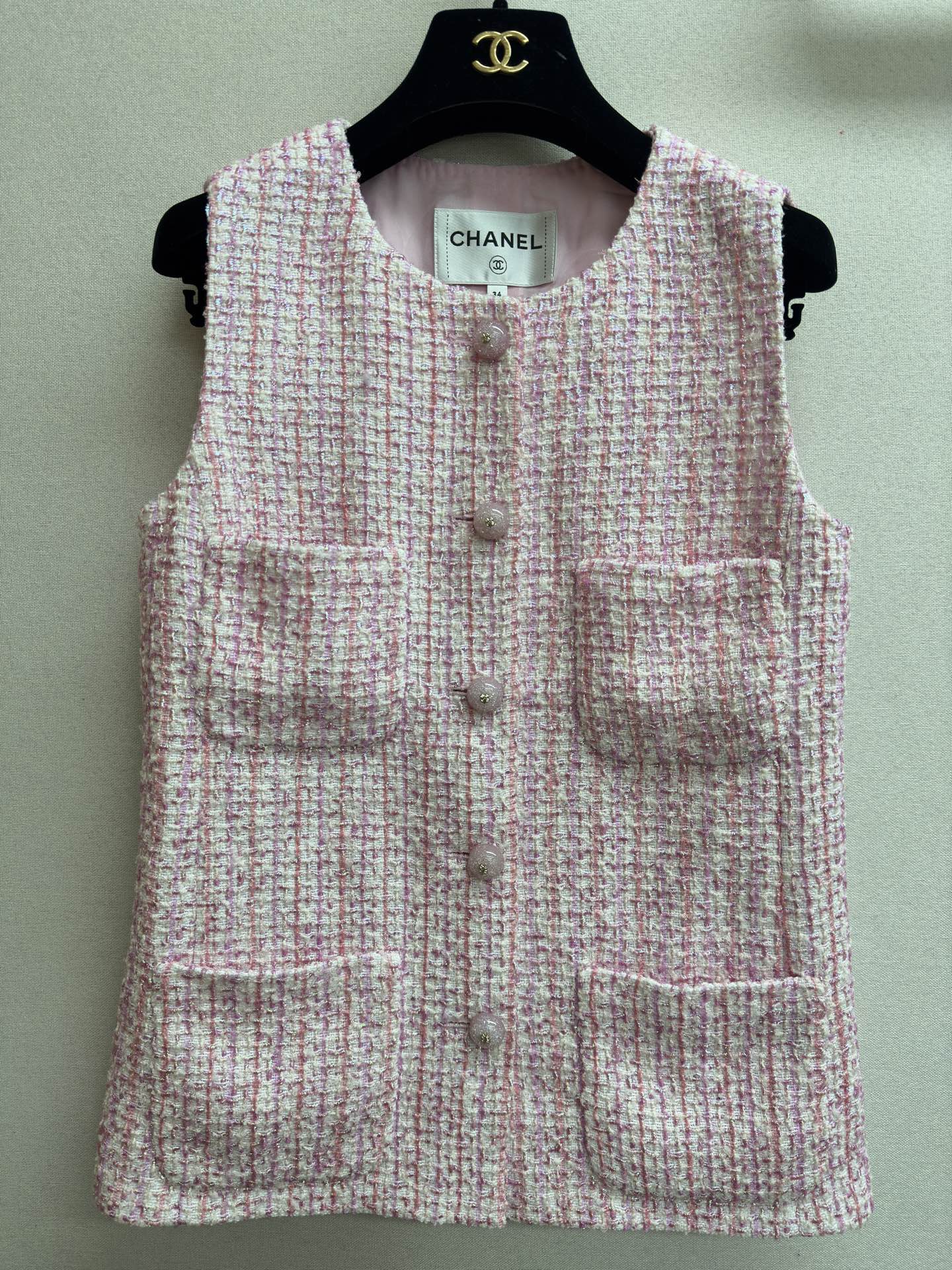 CC Tweed Vest Pink Cotton Wool 219841