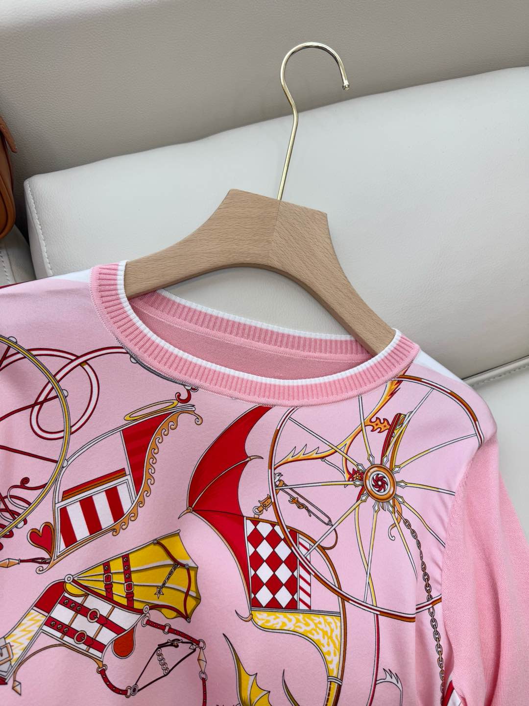 Hm Long Sleeve Knit Sweater Pink Silk