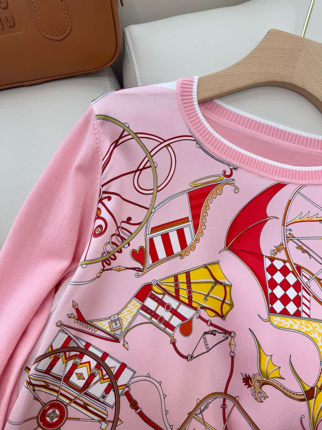 Hm Long Sleeve Knit Sweater Pink Silk