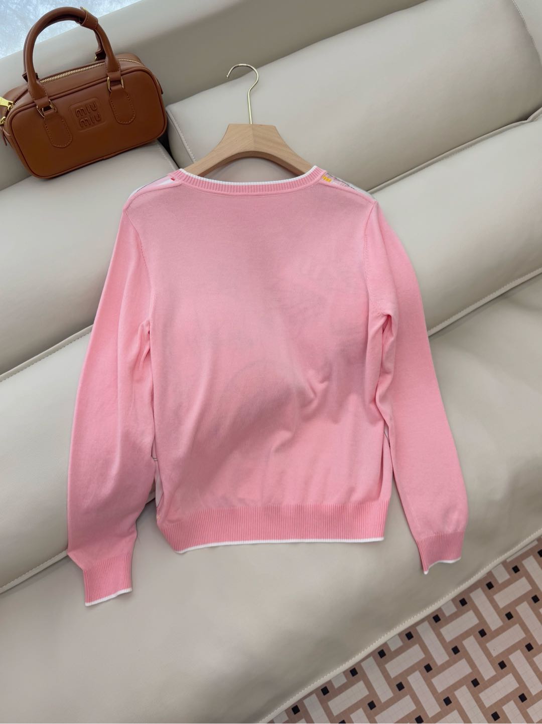 Hm Long Sleeve Knit Sweater Pink Silk