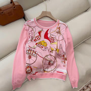Hm Long Sleeve Knit Sweater Pink Silk