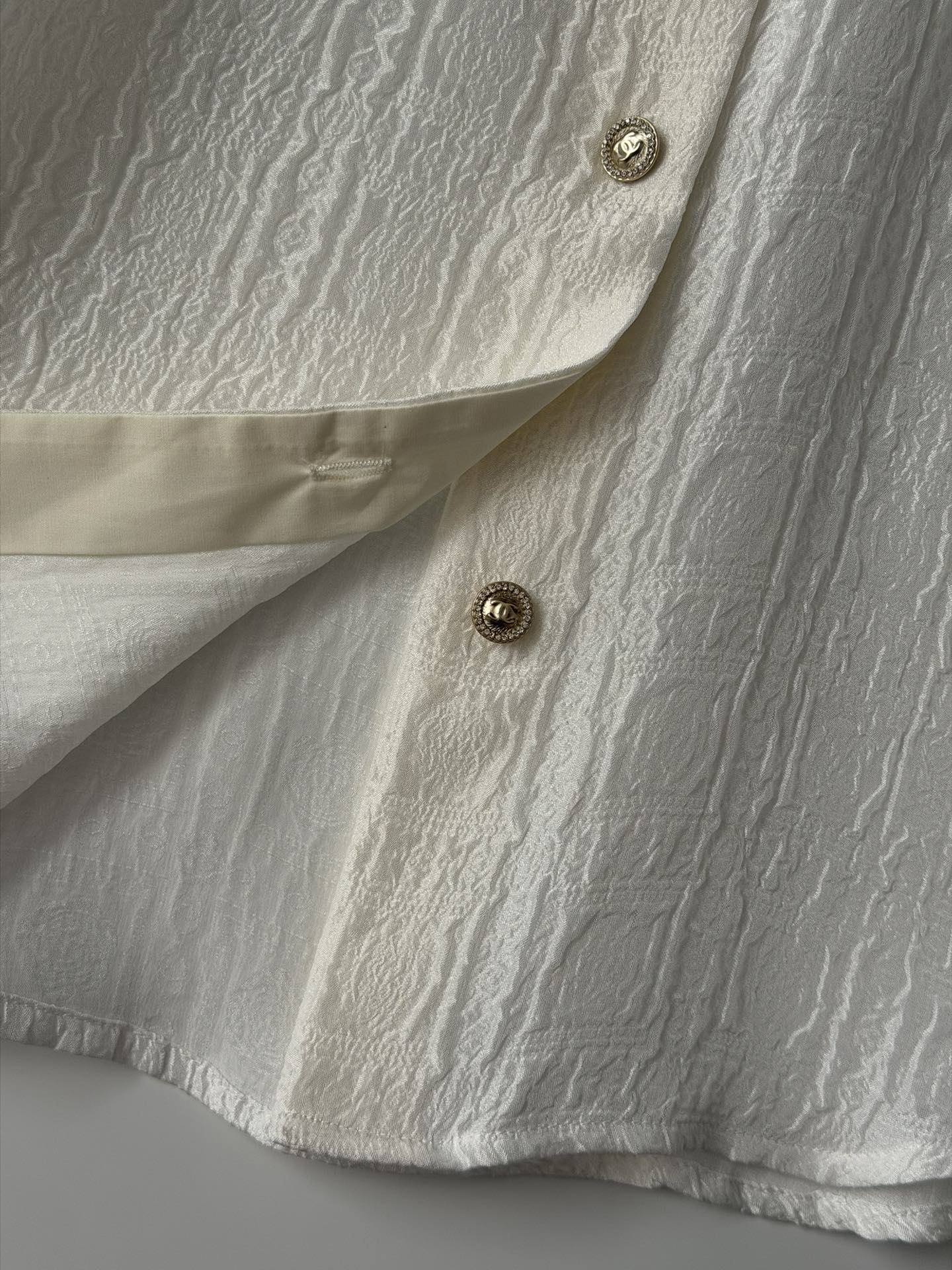 Chanel 2026 Long-sleeved Shirt White Silk Jacquard 357364