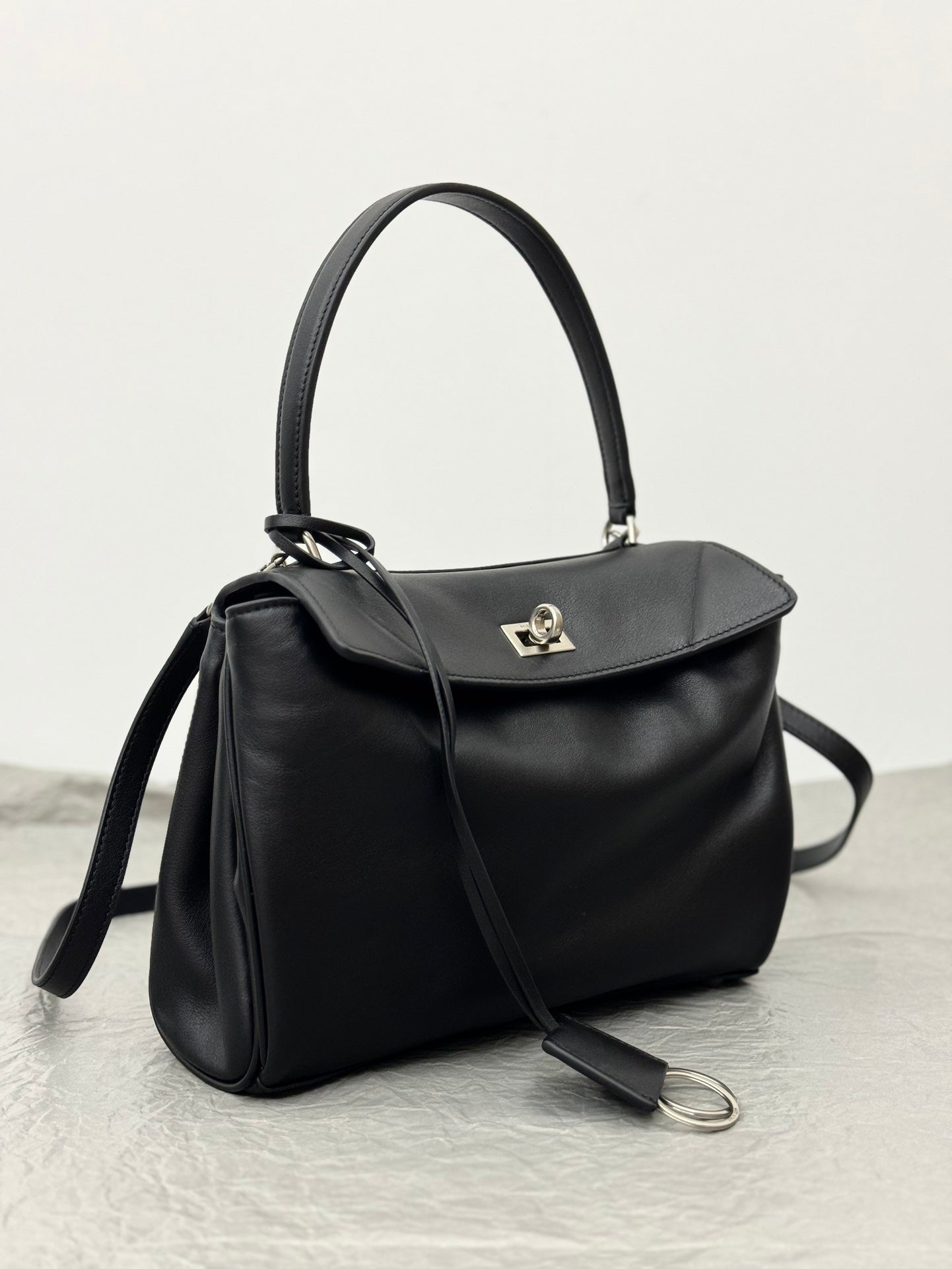 Balenciaga Small Rodeo Bag 29 Black Calfskin Sliver Hardware