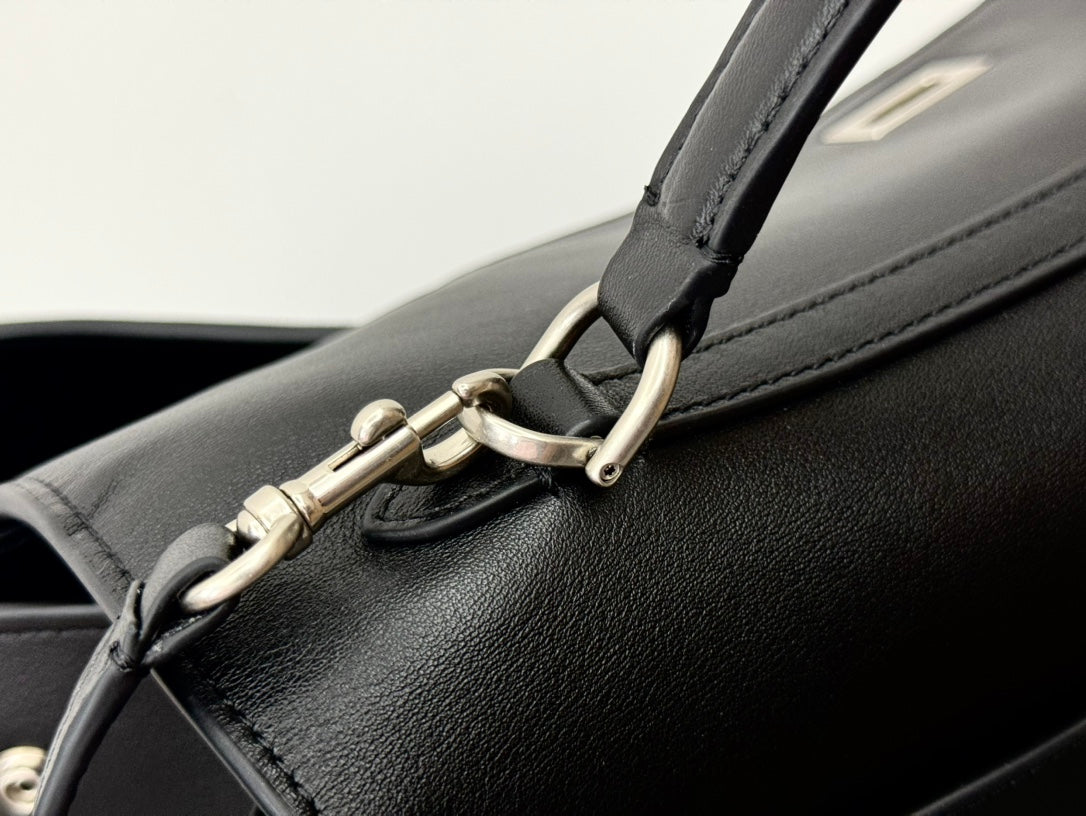 Balenciaga Medium Rodeo Bag 35 Black Calfskin Sliver Hardware
