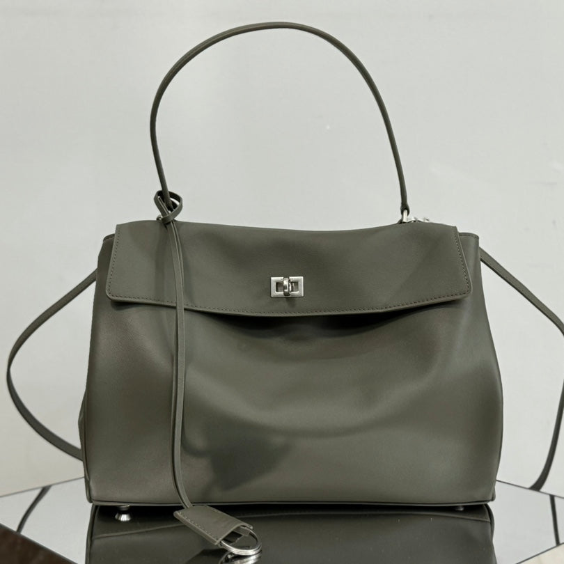 Balenciaga Medium Rodeo Bag 35 Olive Green Caflskin Sliver Hardware