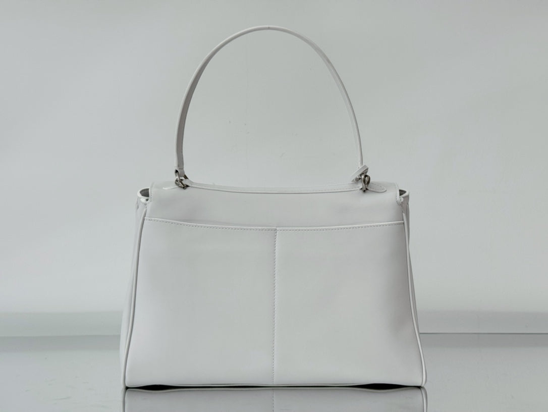 Balenciaga Medium Bag 35 White Calfskin Sliver Hardware