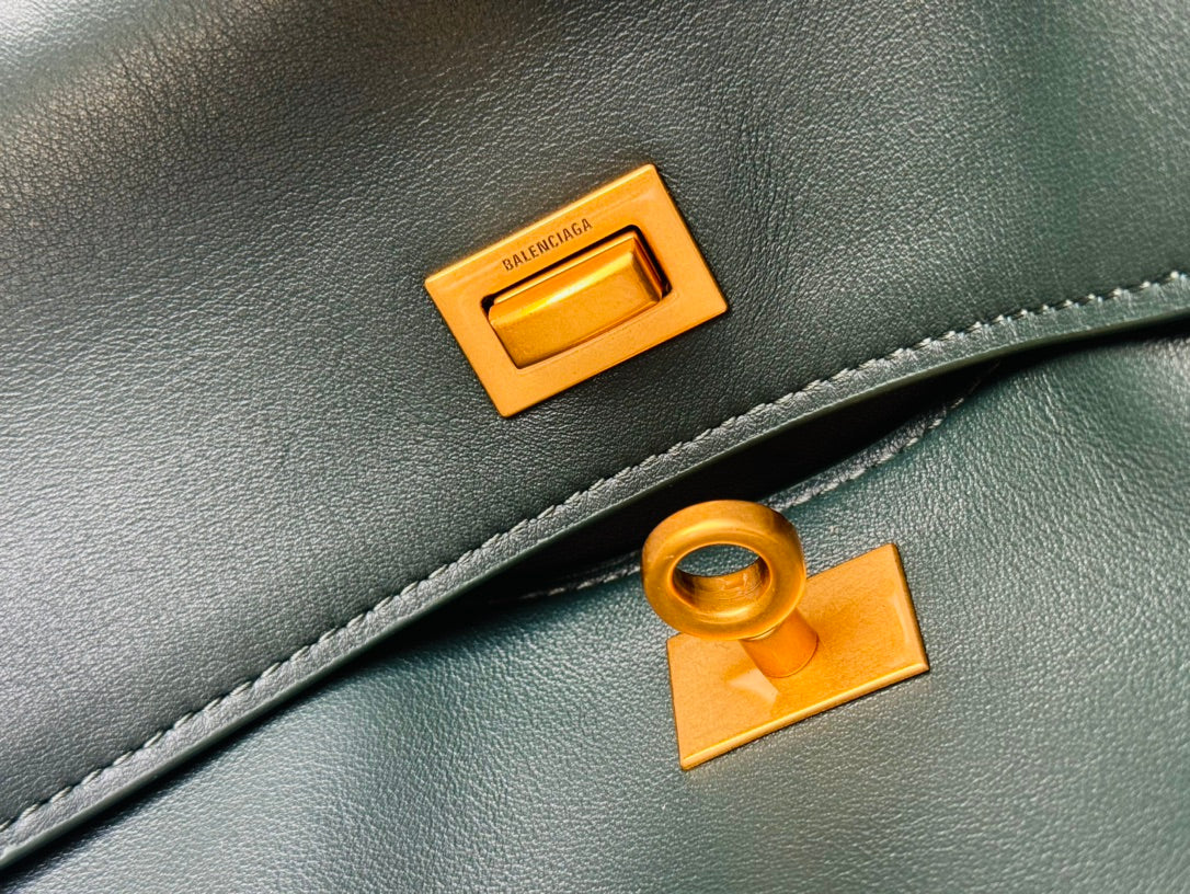 Balenciaga Large Bag 40 Dark Green Calfskin Gold Hardware
