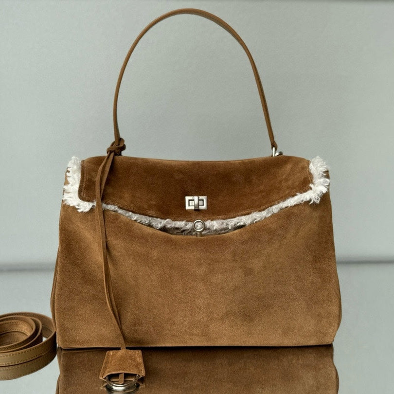 Balenciaga Small Rodeo Bag 40 Brown Suede Sliver Hardware