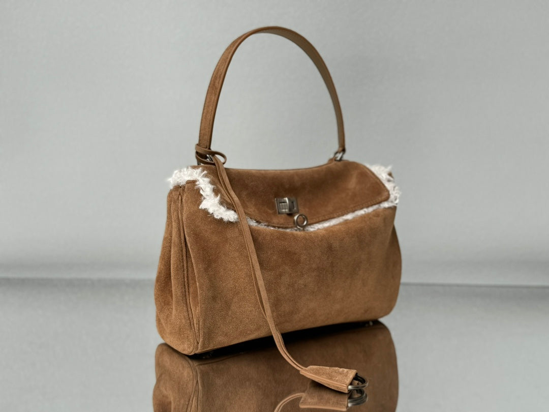 Balenciaga Small Rodeo Bag 29 Brown Suede Sliver Hardware