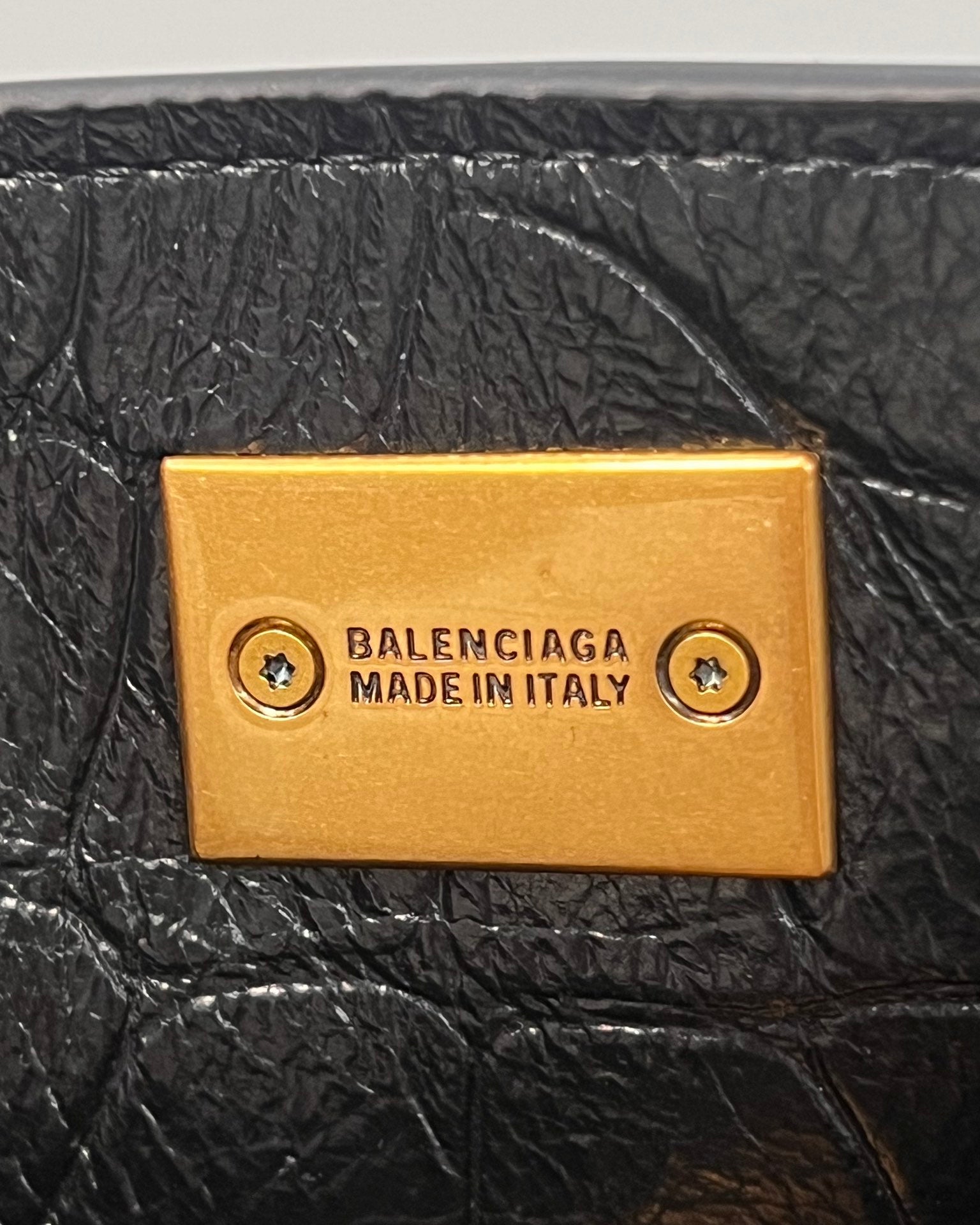 Balenciaga Small Rodeo Crocodile Embossed Bag 29 Black Leather Gold Hardware