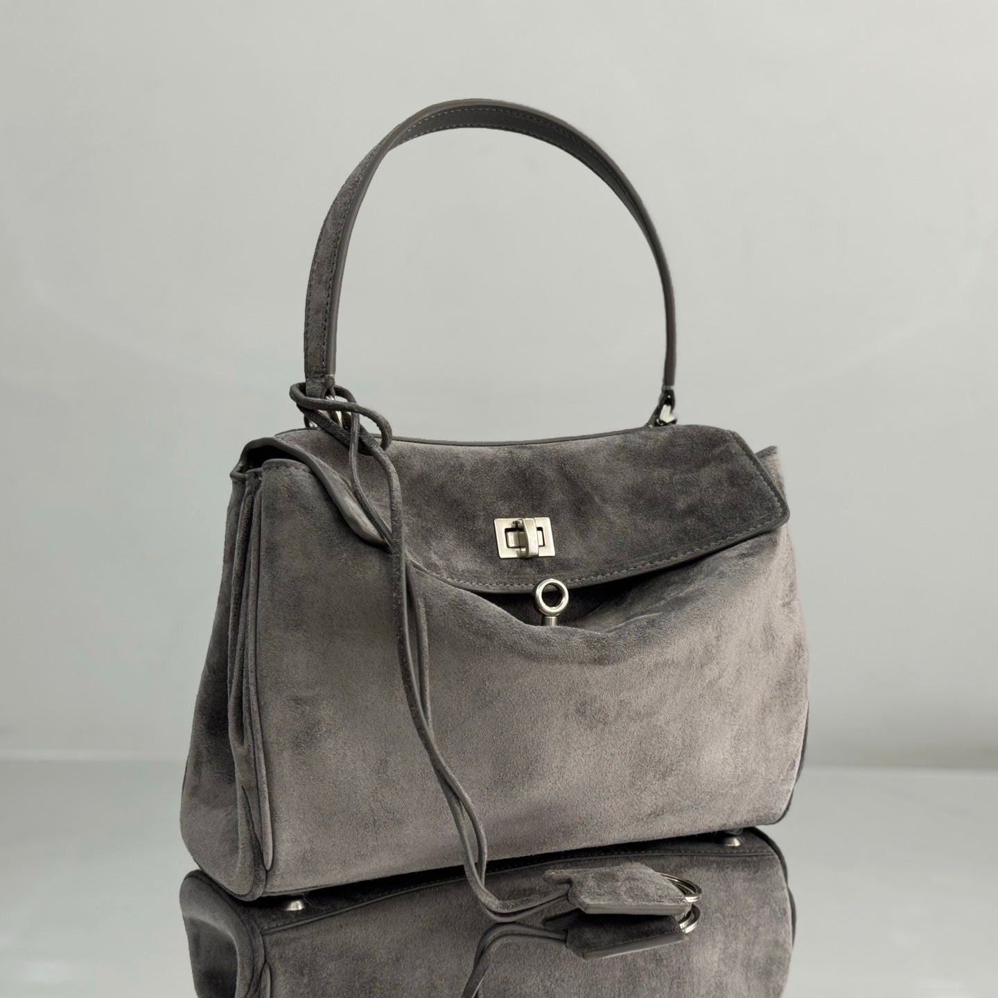 Balenciaga Small Bag 29 Gray Suede Sliver Hardware