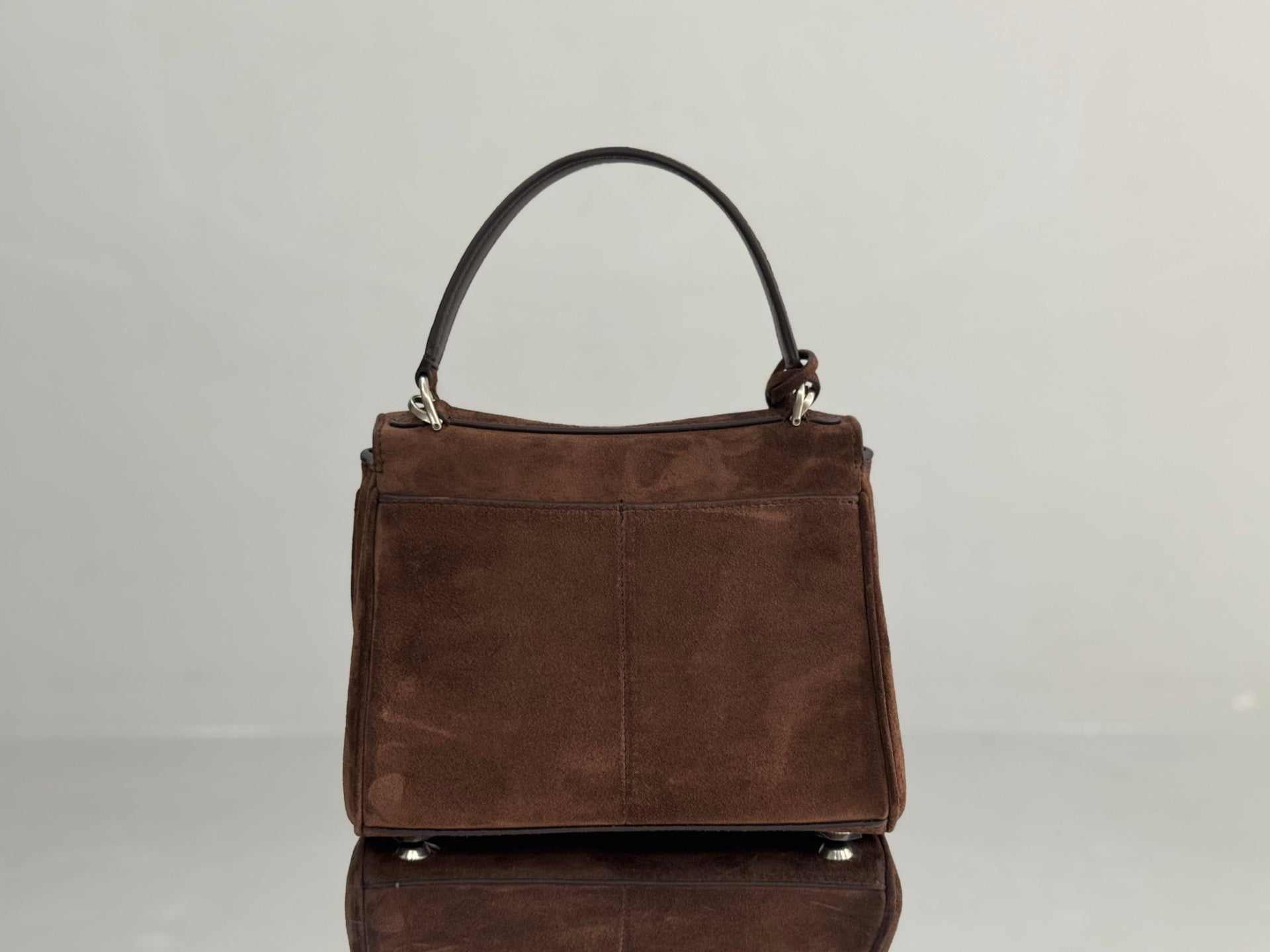 Balenciaga Mini Bag 22 Coffee Brown Suede Sliver Hardware