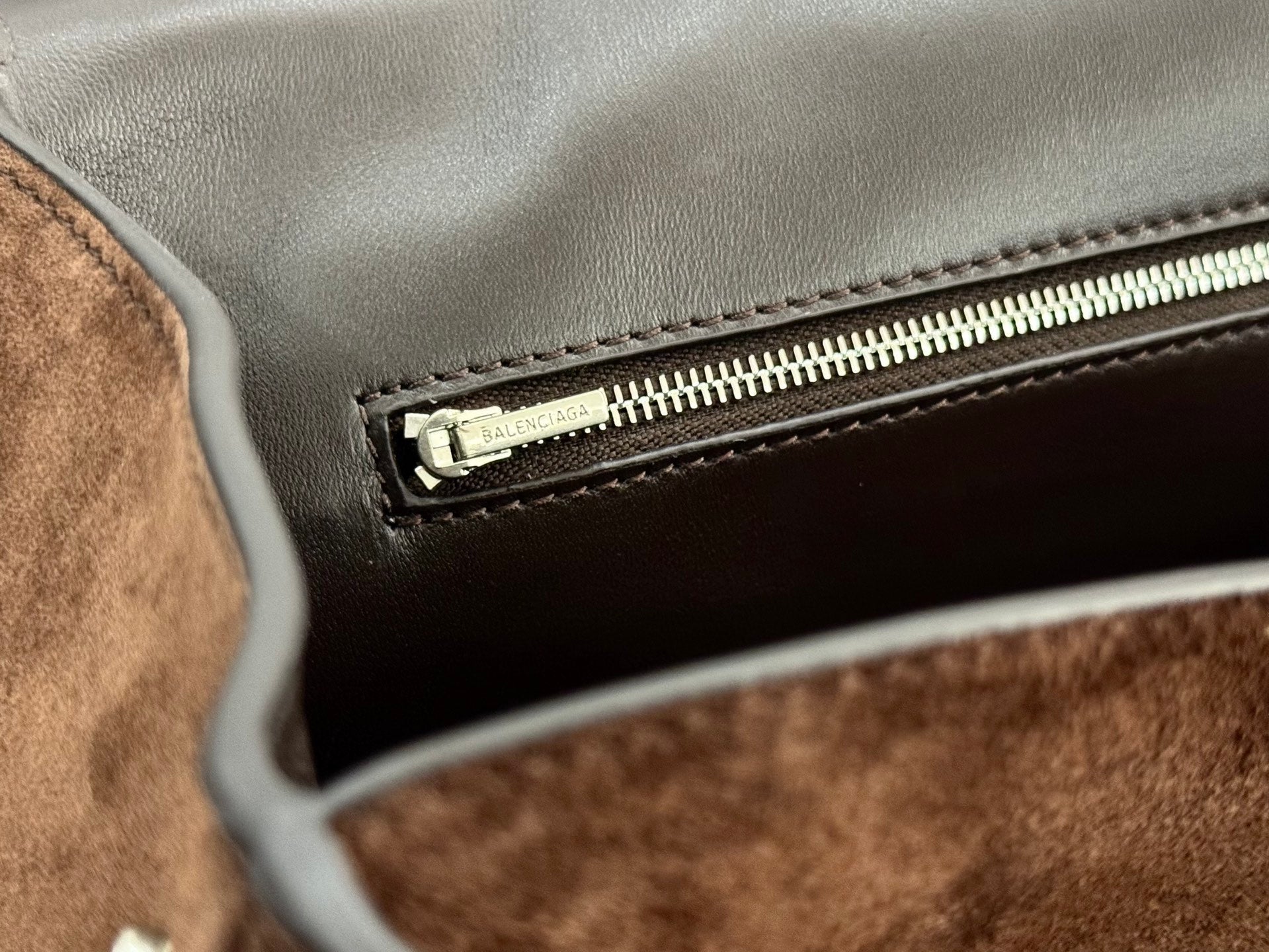 Balenciaga Large Medium Bag 35 Coffee Brown Suede Sliver Hardware