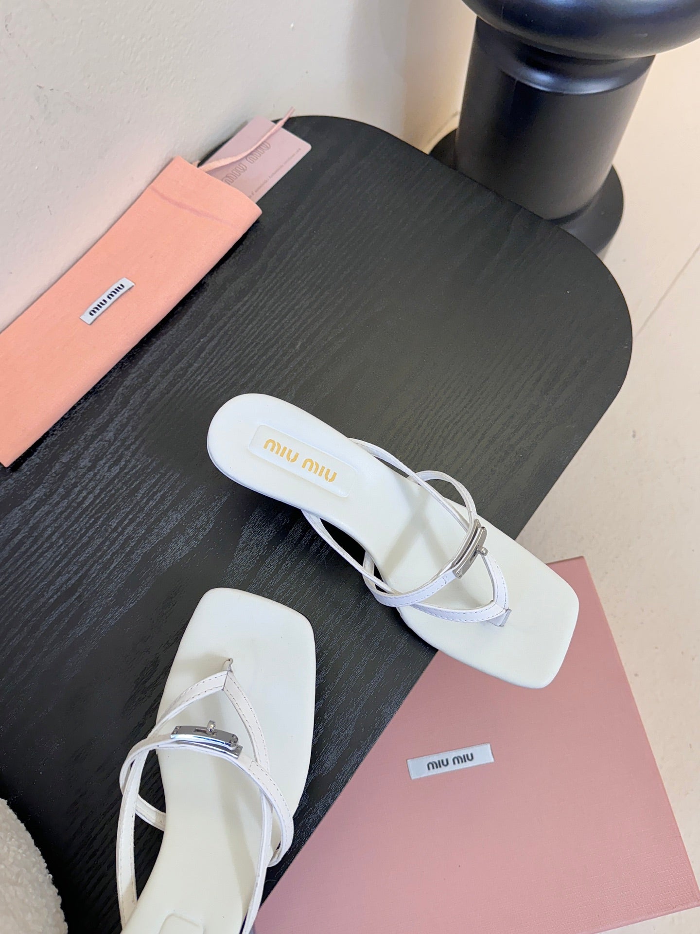 MIU High Heeled Sandals 50 White Sheepskin 627364