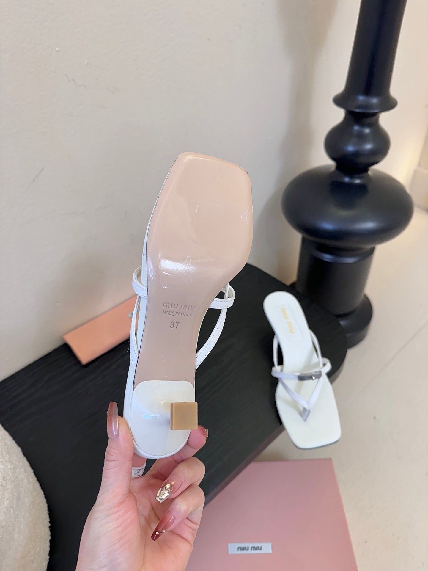 MIU High Heeled Sandals 50 White Sheepskin 627364