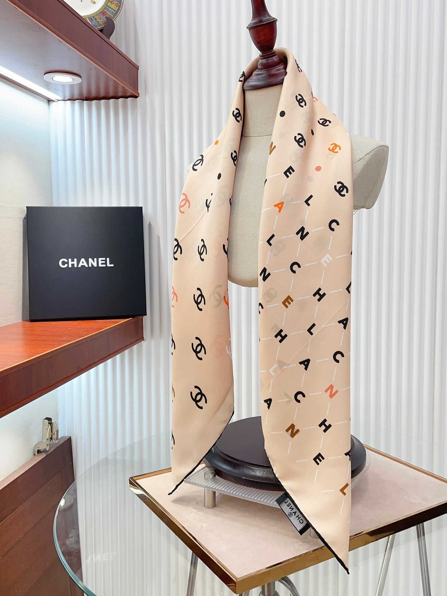 CC Square Scarf 90 CM In Beige Silk 167945