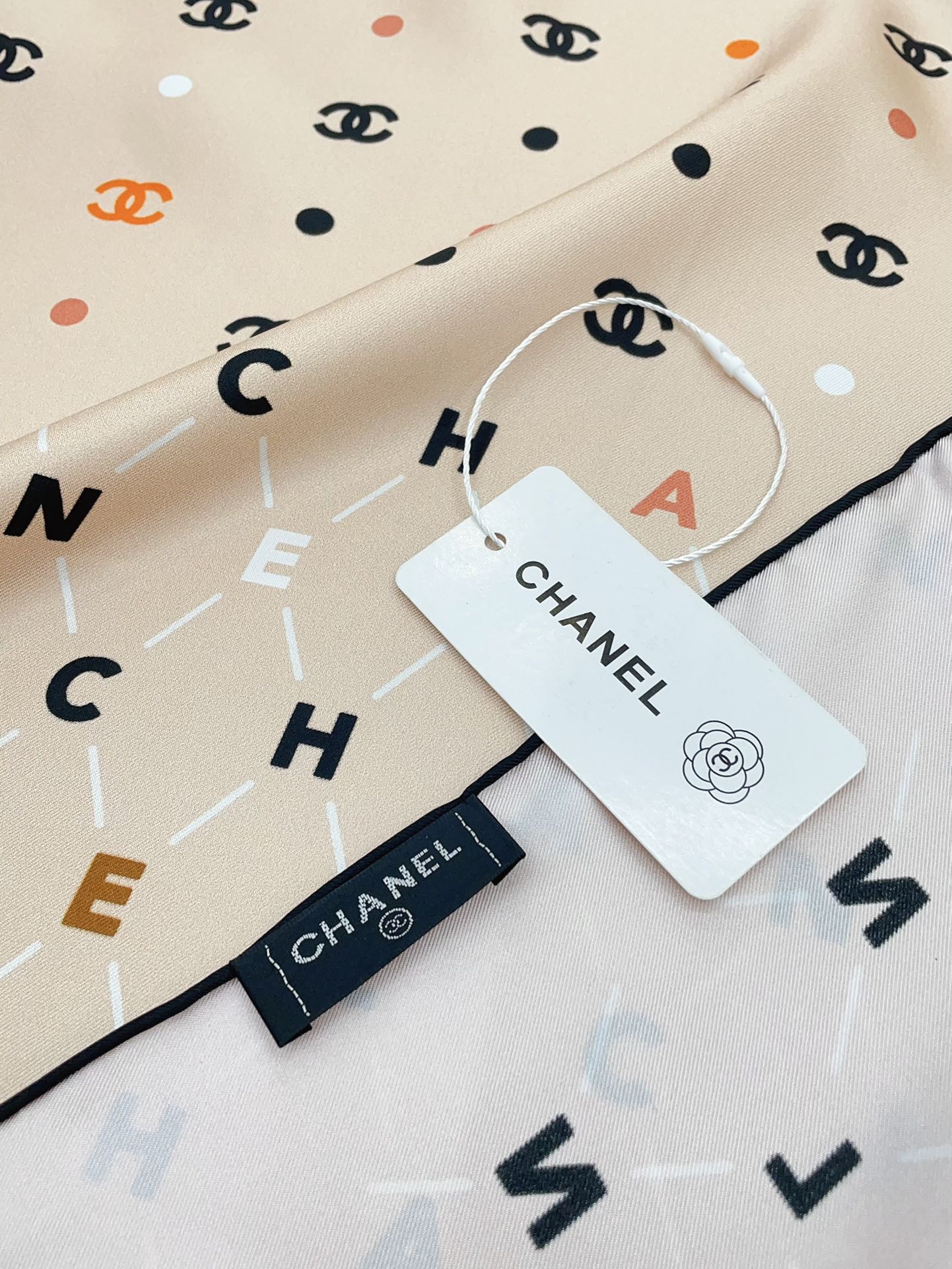 CC Square Scarf 90 CM In Beige Silk 167945