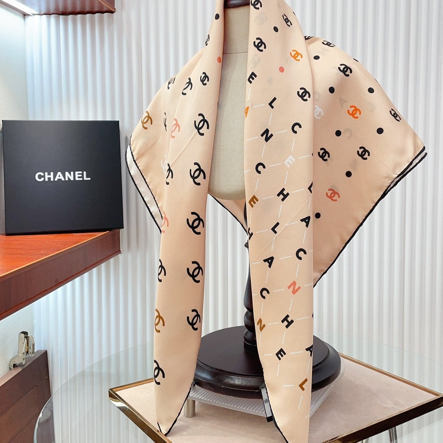 CC Square Scarf 90 CM In Beige Silk 167945