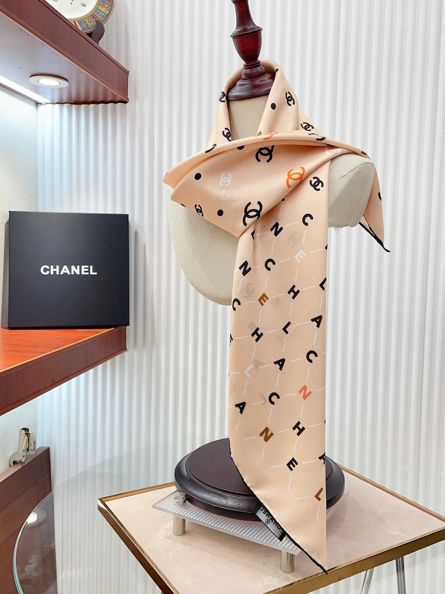 CC Square Scarf 90 CM In Beige Silk 167945