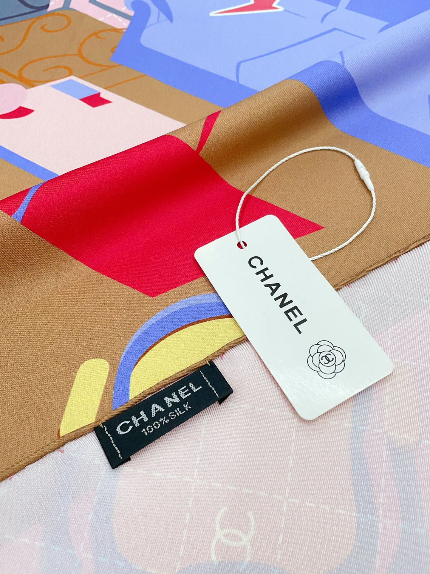 CC Square Scarf 90 CM In Pink Colorful Silk Twill  187428