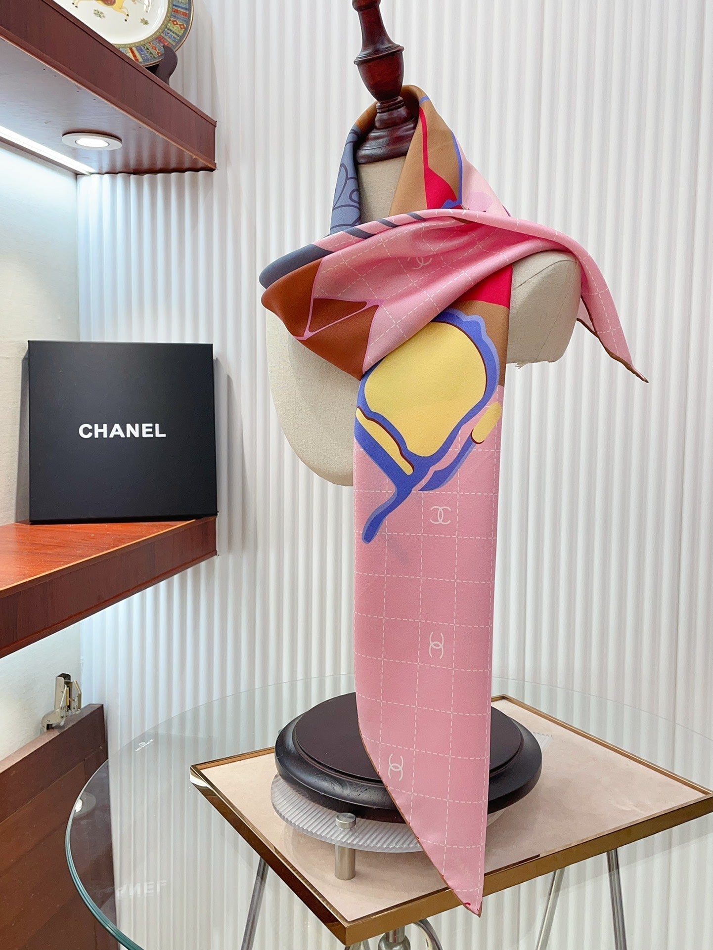 CC Square Scarf 90 CM In Pink Colorful Silk Twill  187428