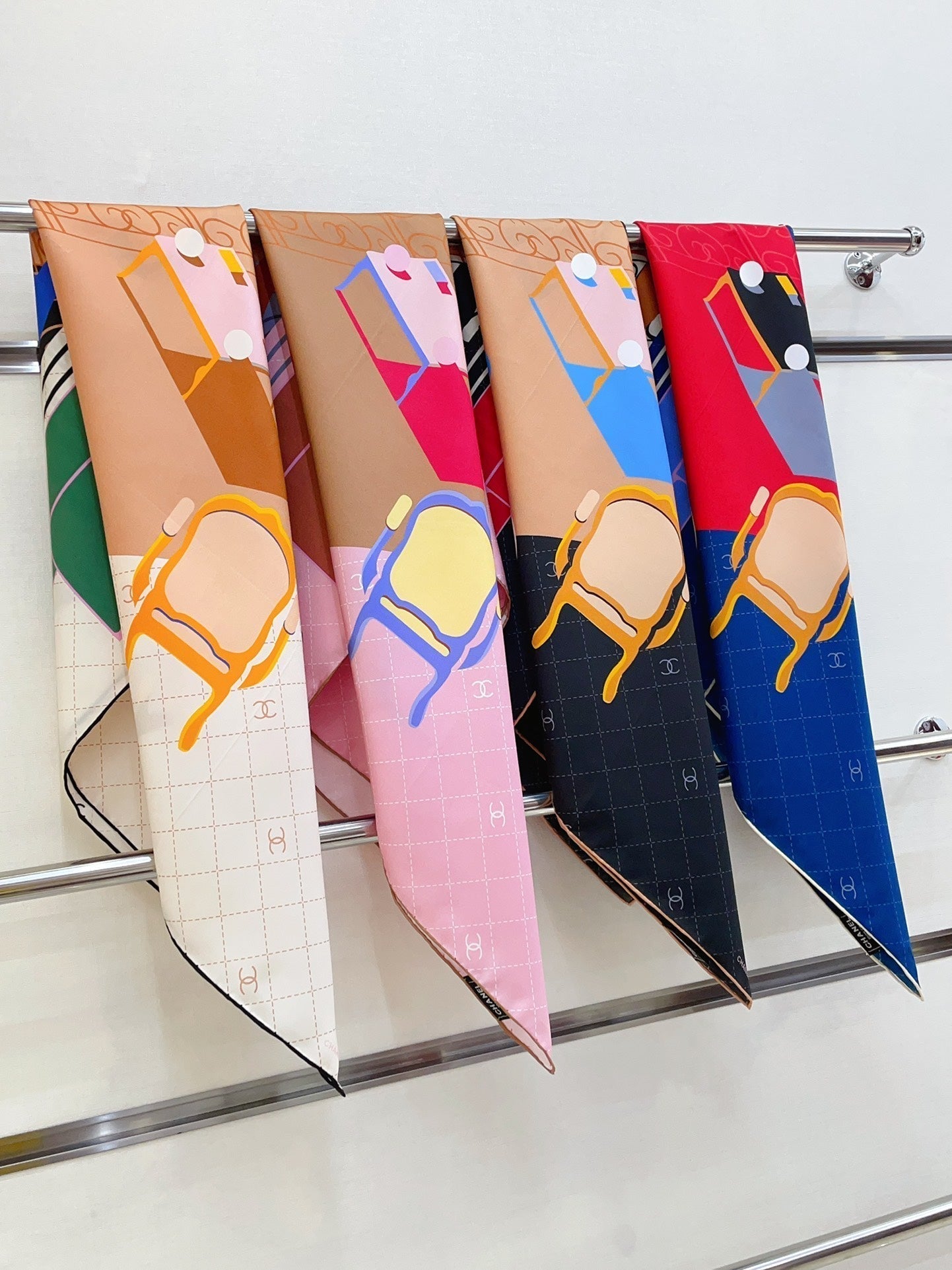 CC Square Scarf 90 CM In Pink Colorful Silk Twill  187428
