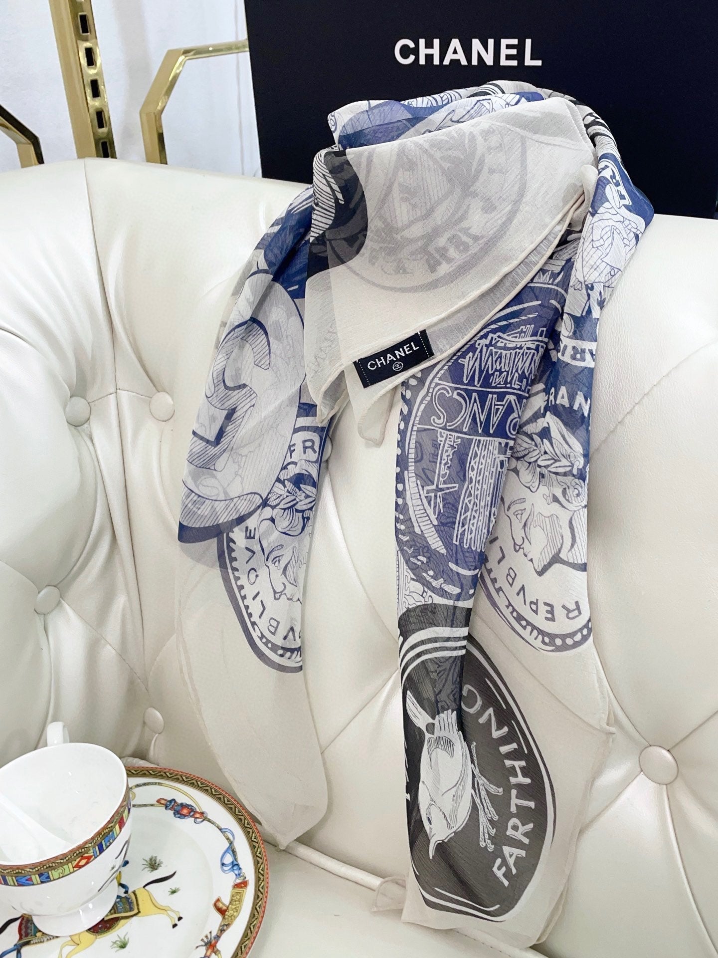 CC Square Scarf 110 CM In Colorful Shunyu Qiao Silk  190026
