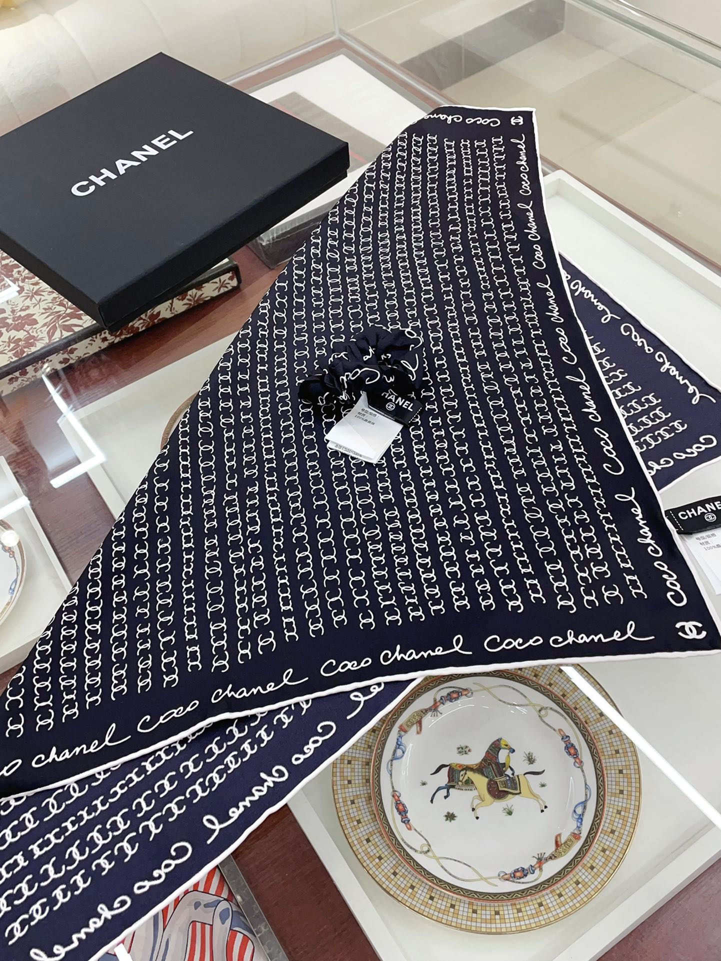 CC Square Scarf 50 CM In Black Silk Twill 196206