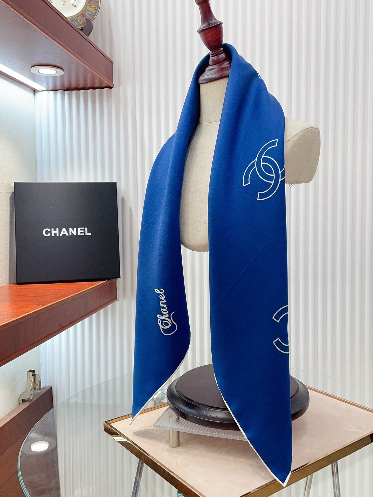 CC Square Scarf 90 CM In Blue Silk Twill 201029