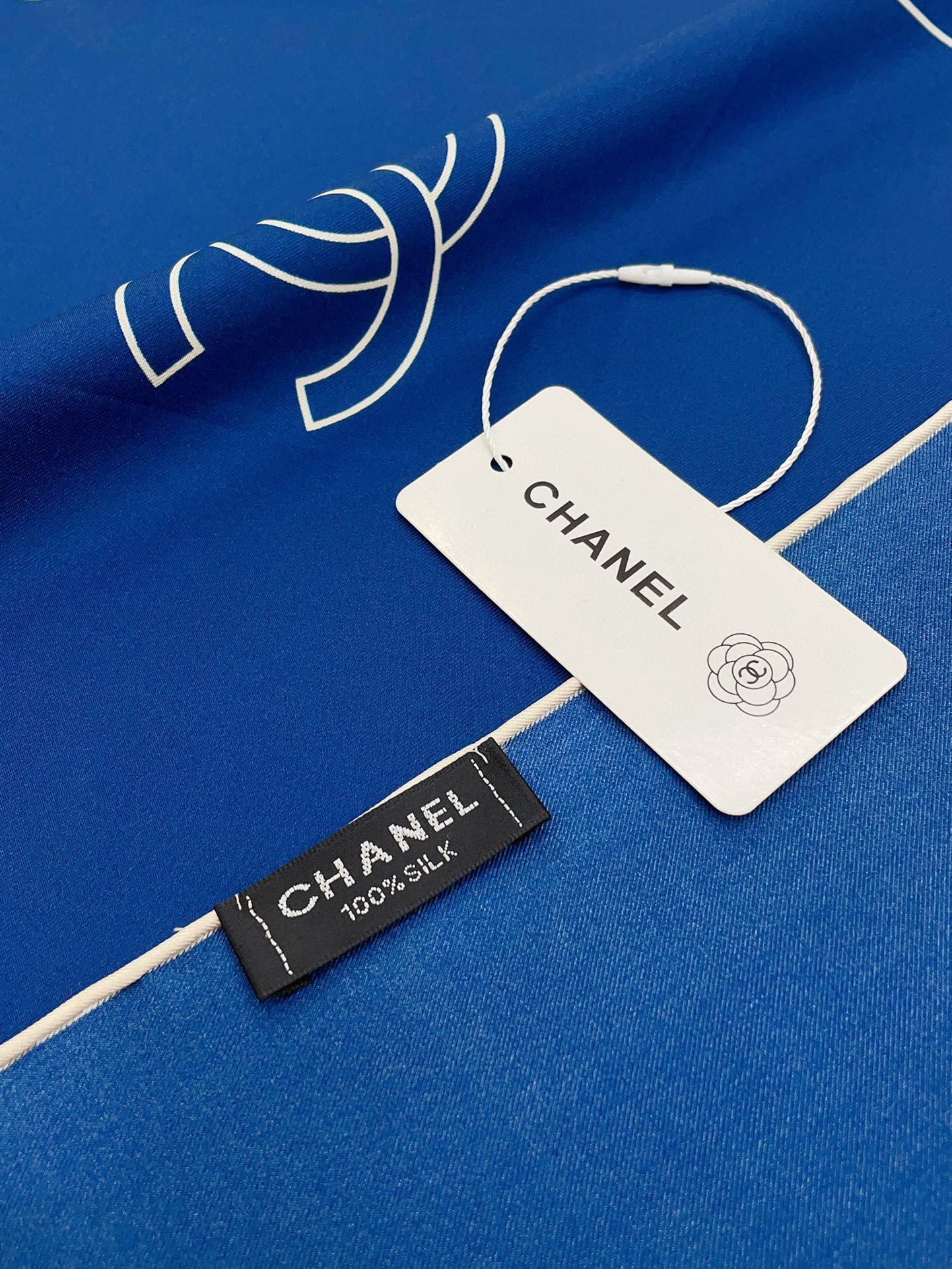 CC Square Scarf 90 CM In Blue Silk Twill 201029