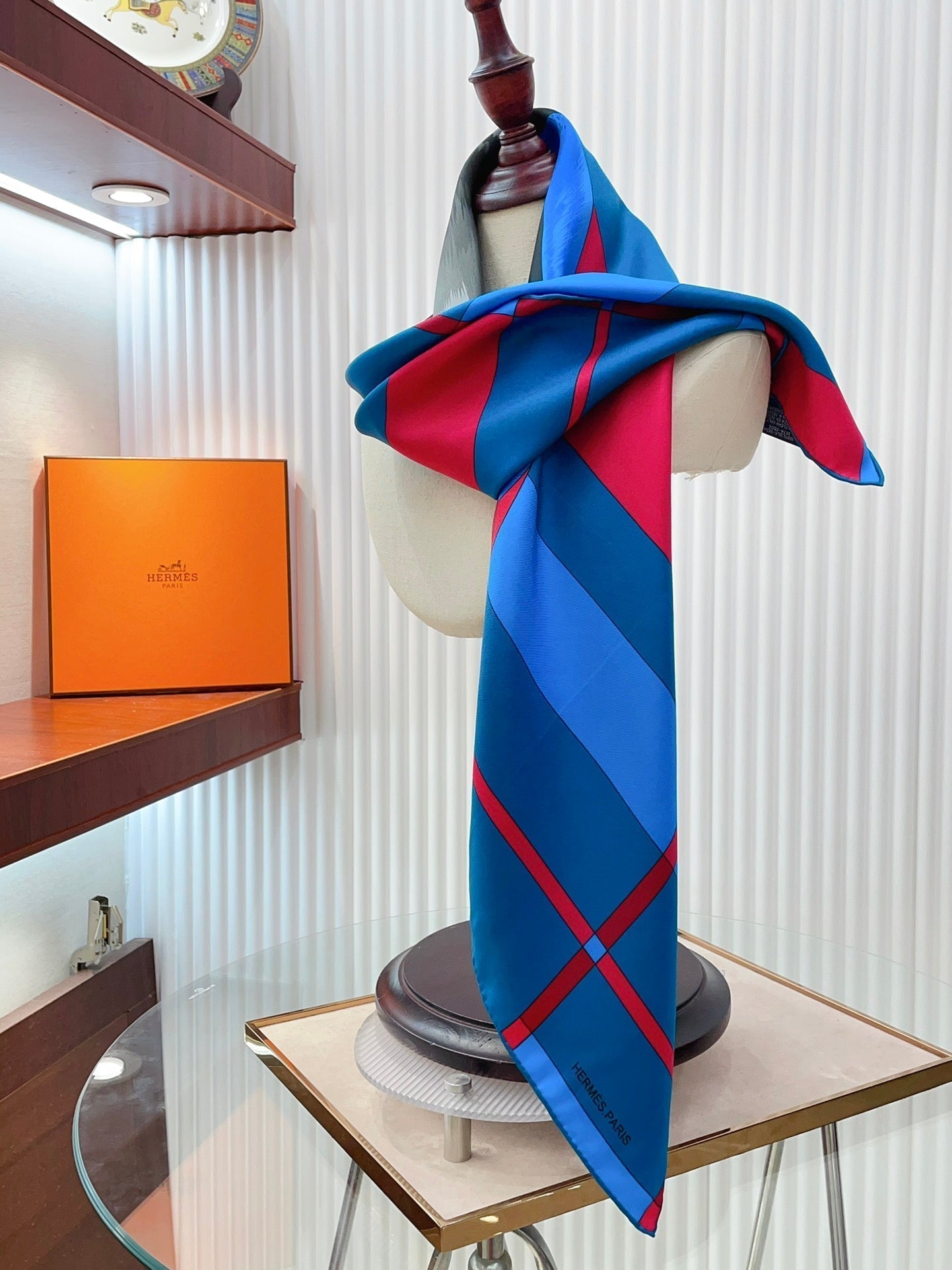 Rocabar De Rire Scarf 90 CM In Blue Colorful Silk Twill 206453