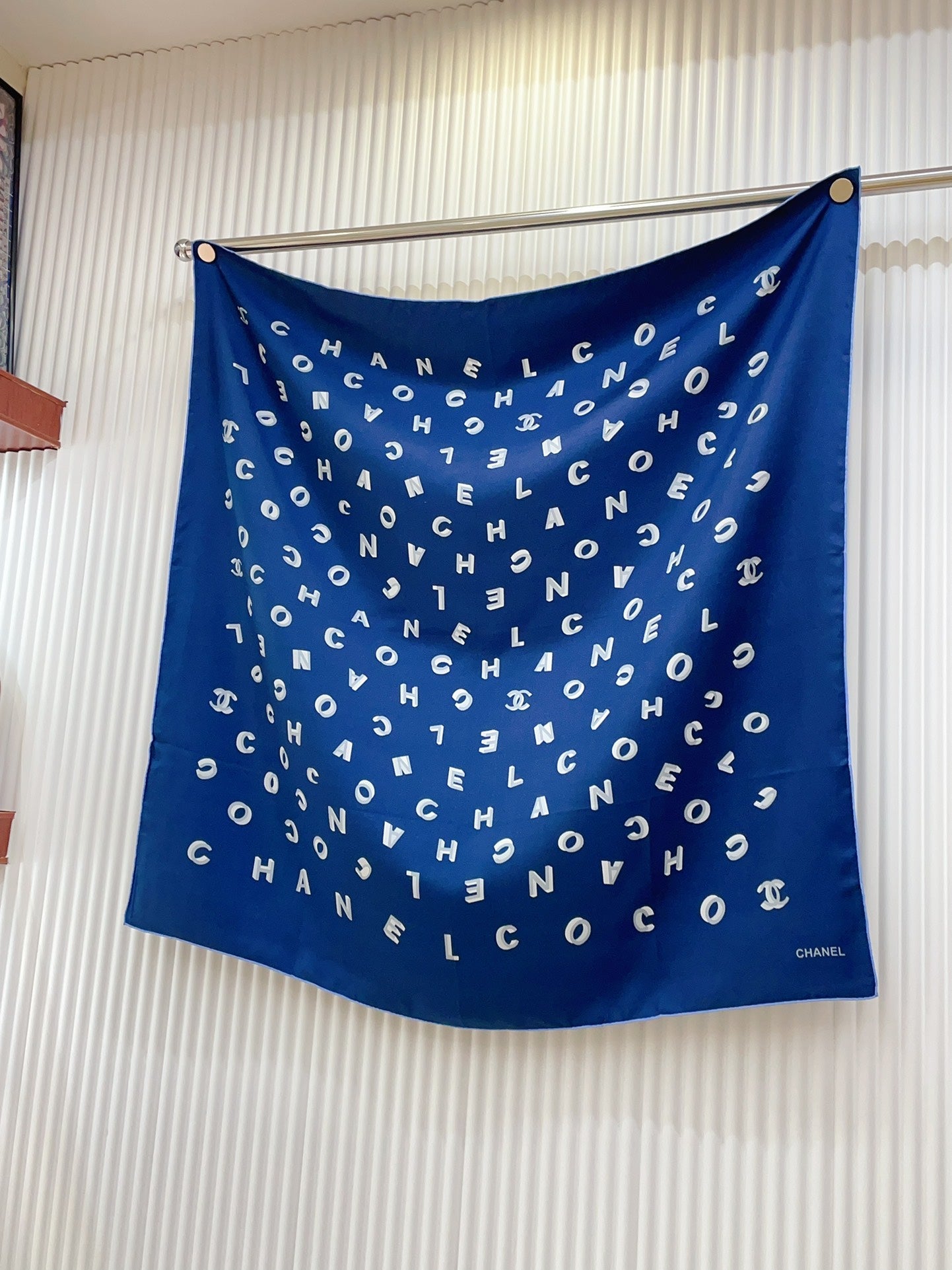CC Square Scarf 90 CM In Blue With Printed Letters Silk Twill  208581