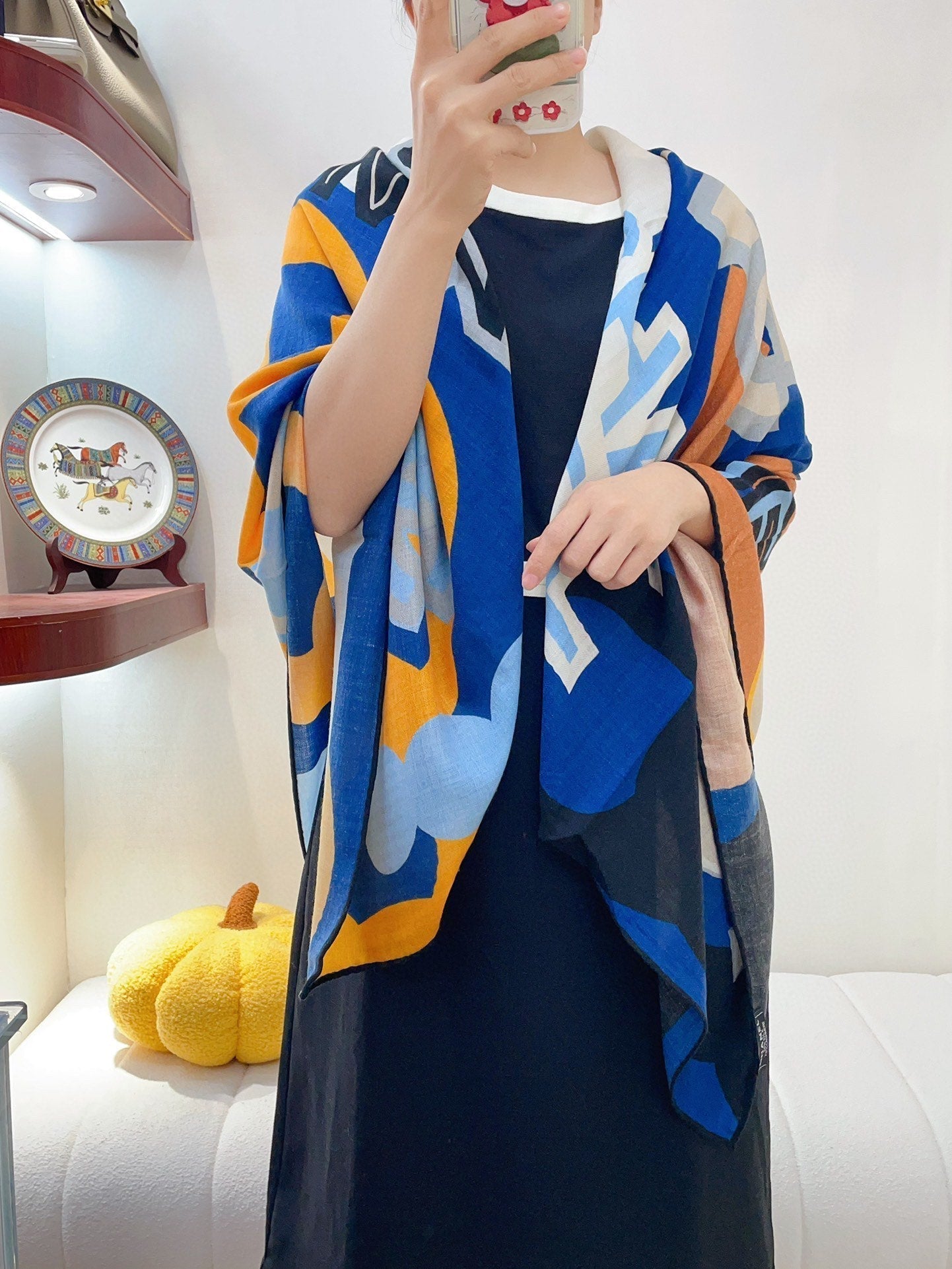 CC Square Scarf 140 CM In Colorful Cashmere And Silk  247636