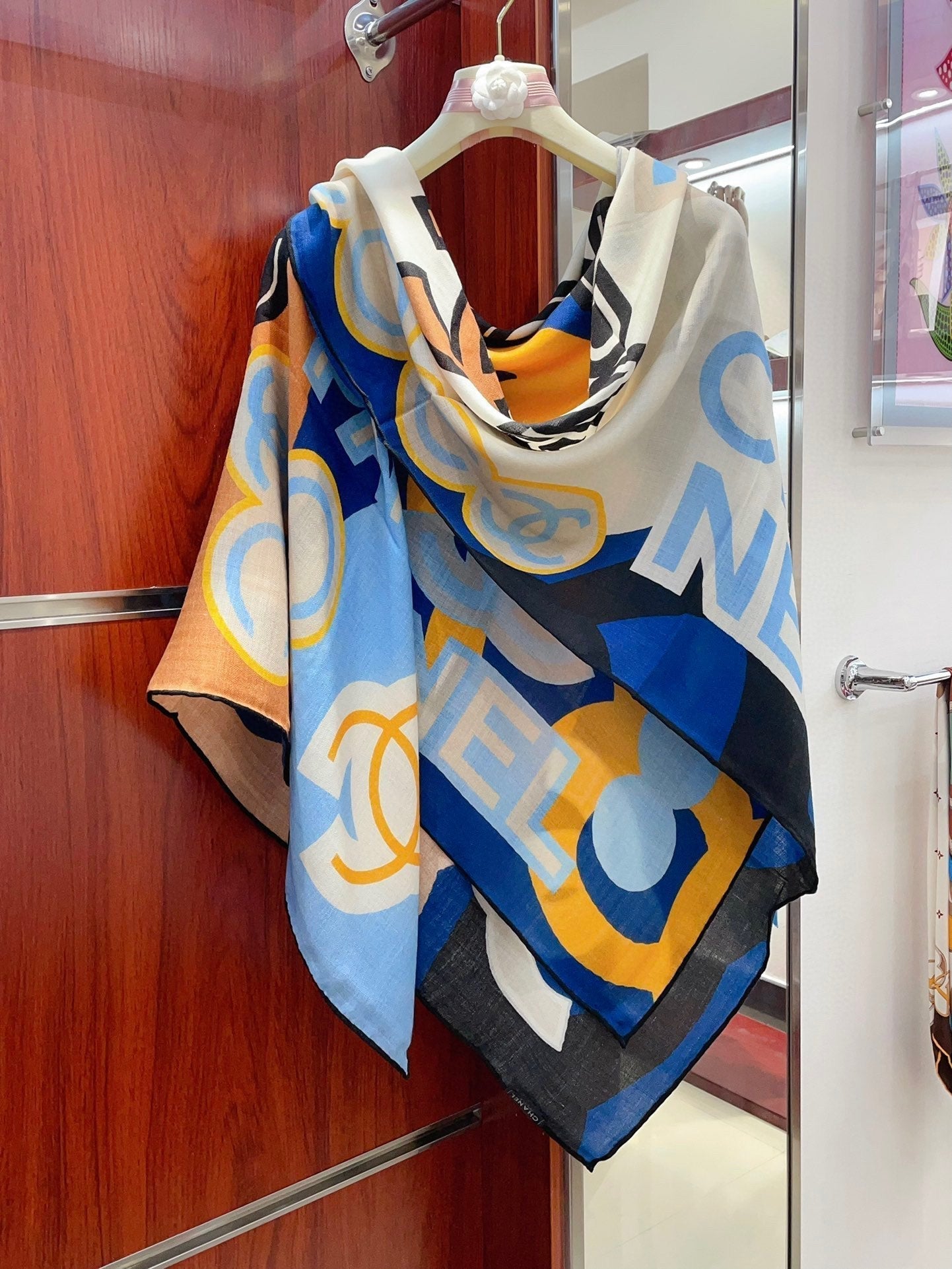 CC Square Scarf 140 CM In Colorful Cashmere And Silk  247636