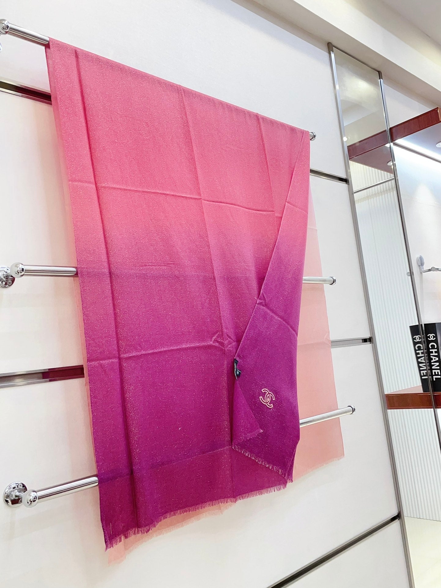 CC Scarf 200 CM In Dark Pink Mix Light Pink Linen Fabric 249937