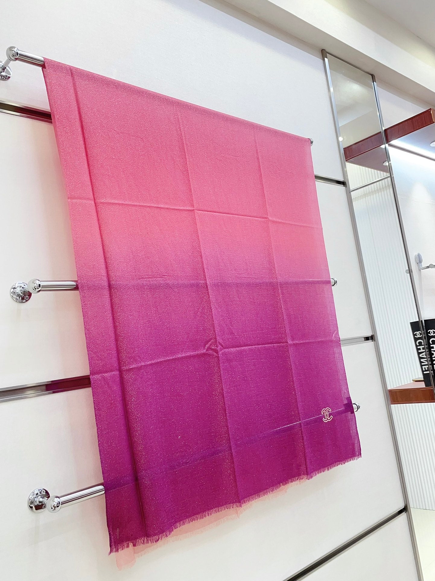 CC Scarf 200 CM In Dark Pink Mix Light Pink Linen Fabric 249937