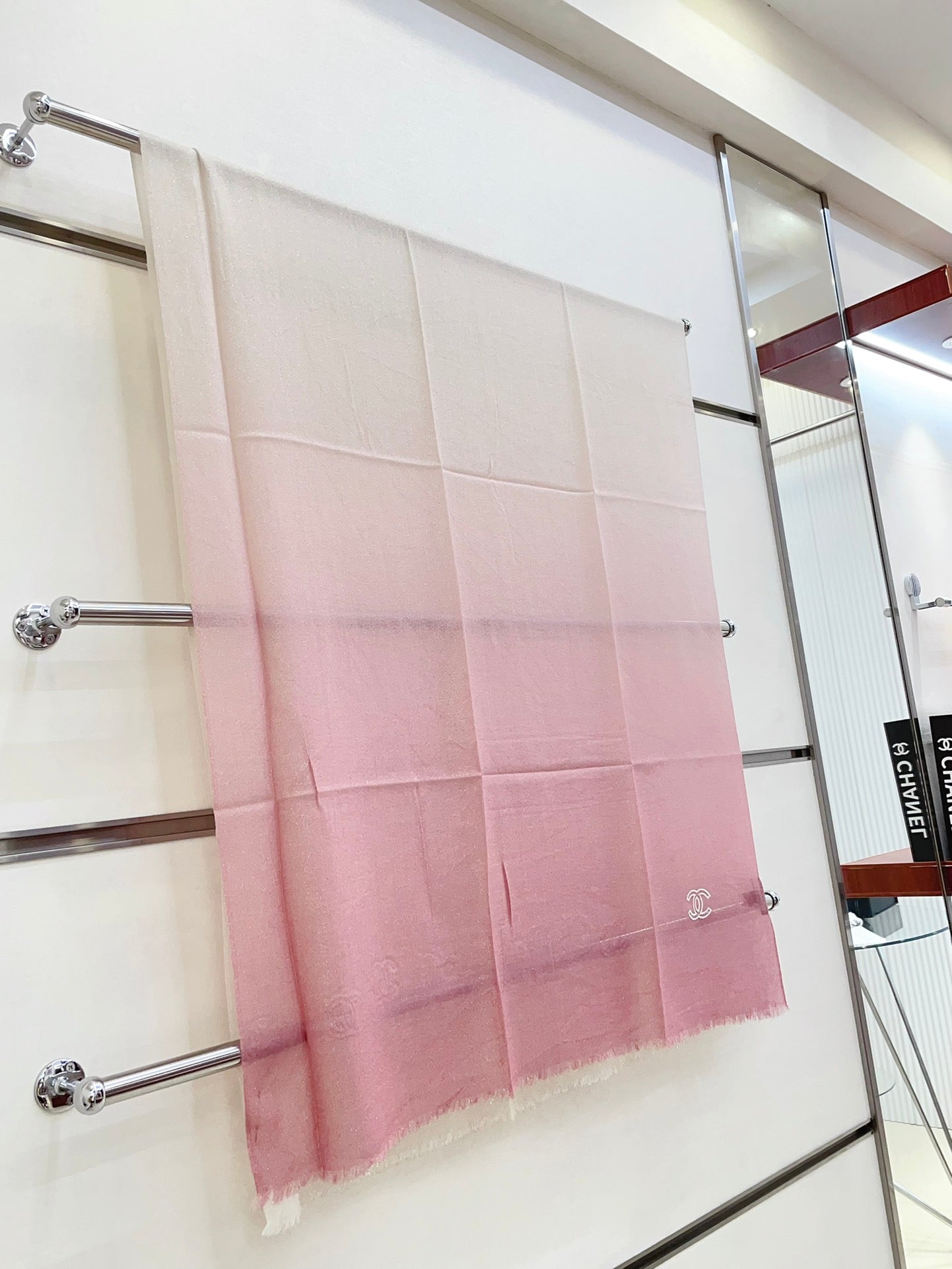 CC Scarf 200 CM In Light Pink Mix White Linen Fabric 249938