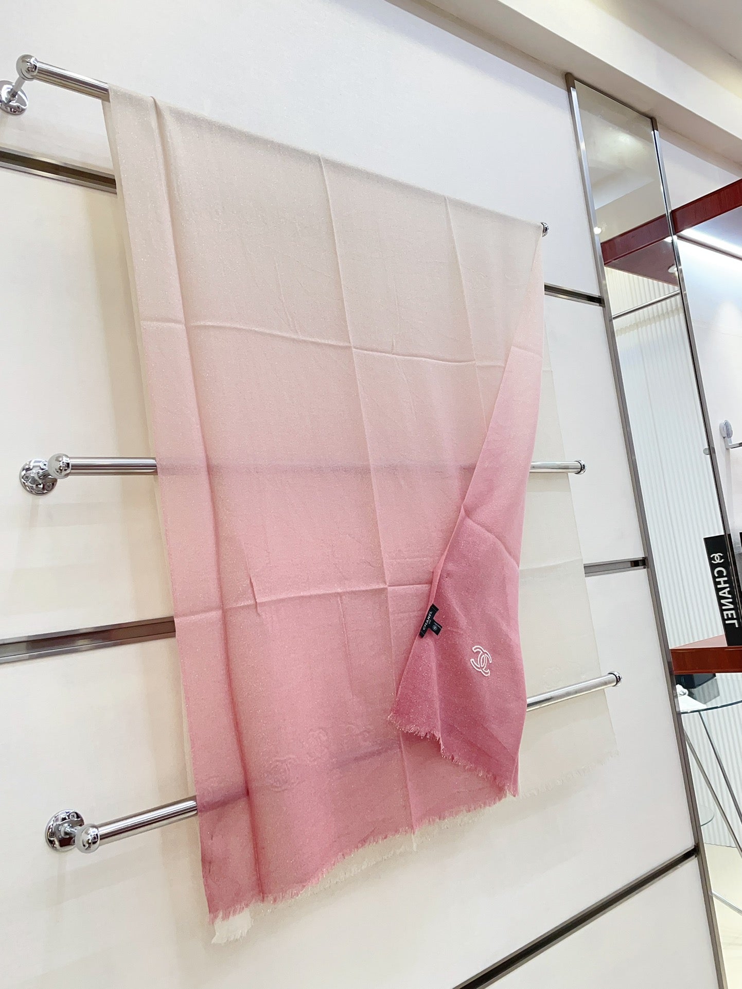 CC Scarf 200 CM In Light Pink Mix White Linen Fabric 249938
