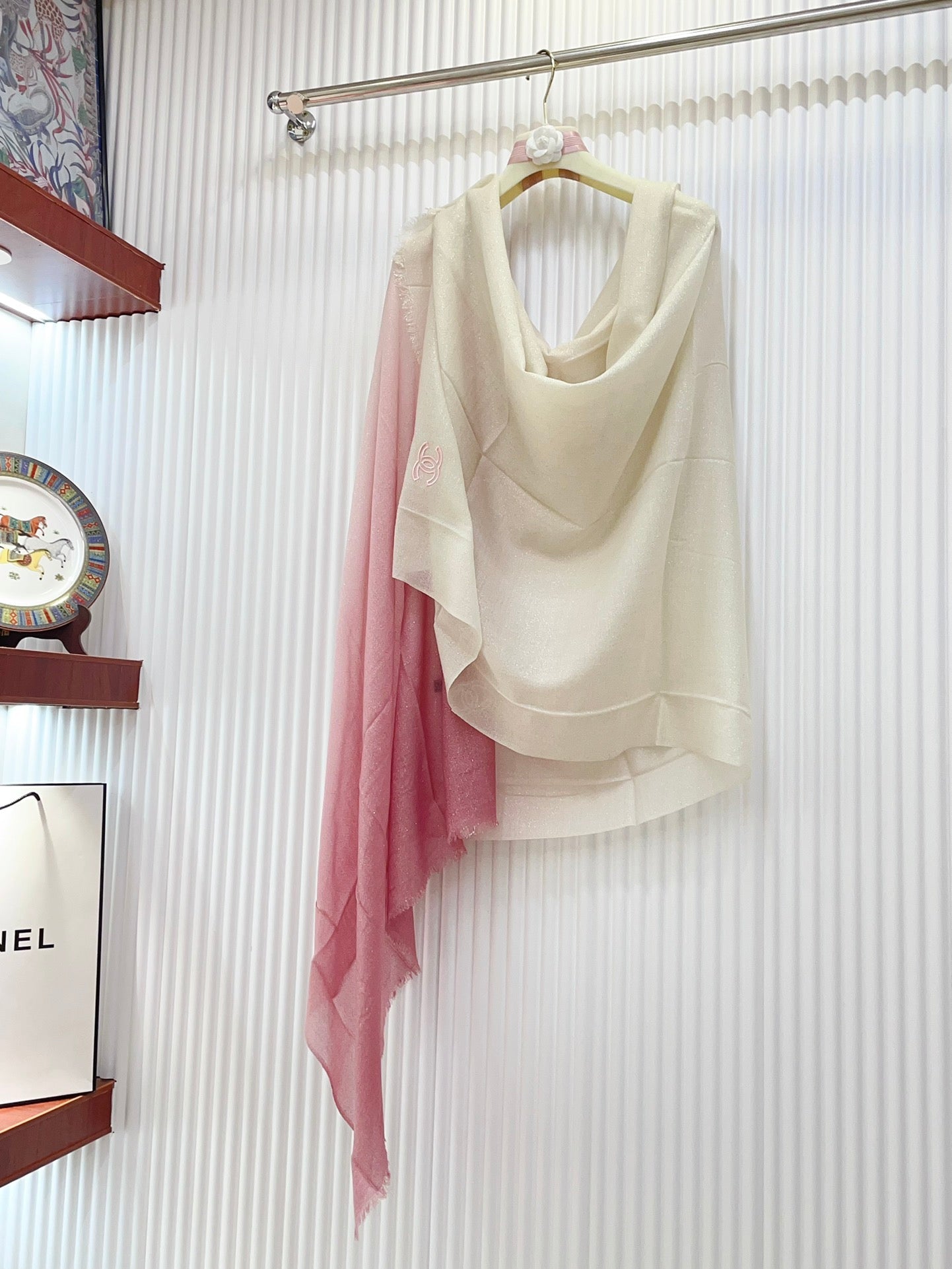 CC Scarf 200 CM In Light Pink Mix White Linen Fabric 249938