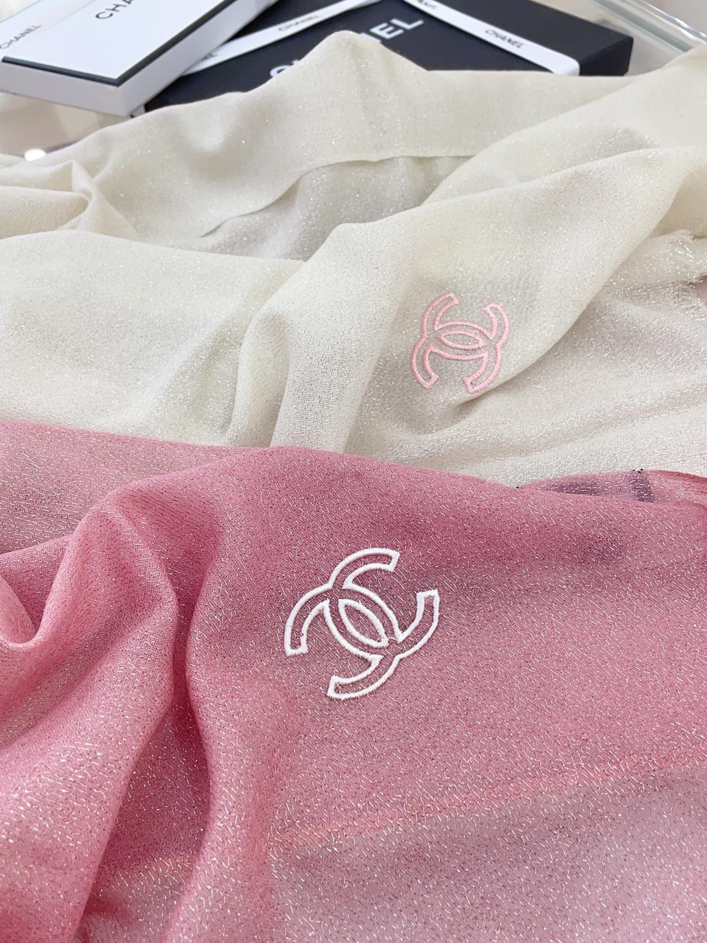 CC Scarf 200 CM In Light Pink Mix White Linen Fabric 249938