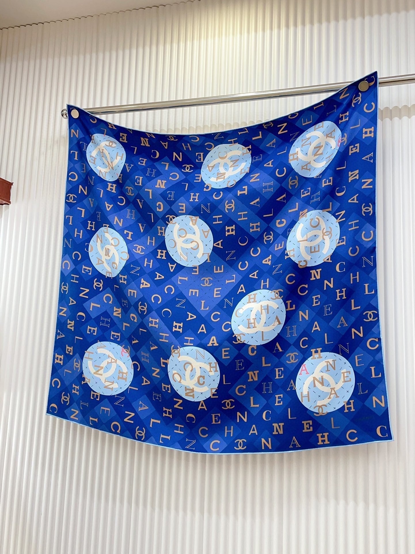 CC Square Scarf 90 CM In Blue Silk Twill 306566