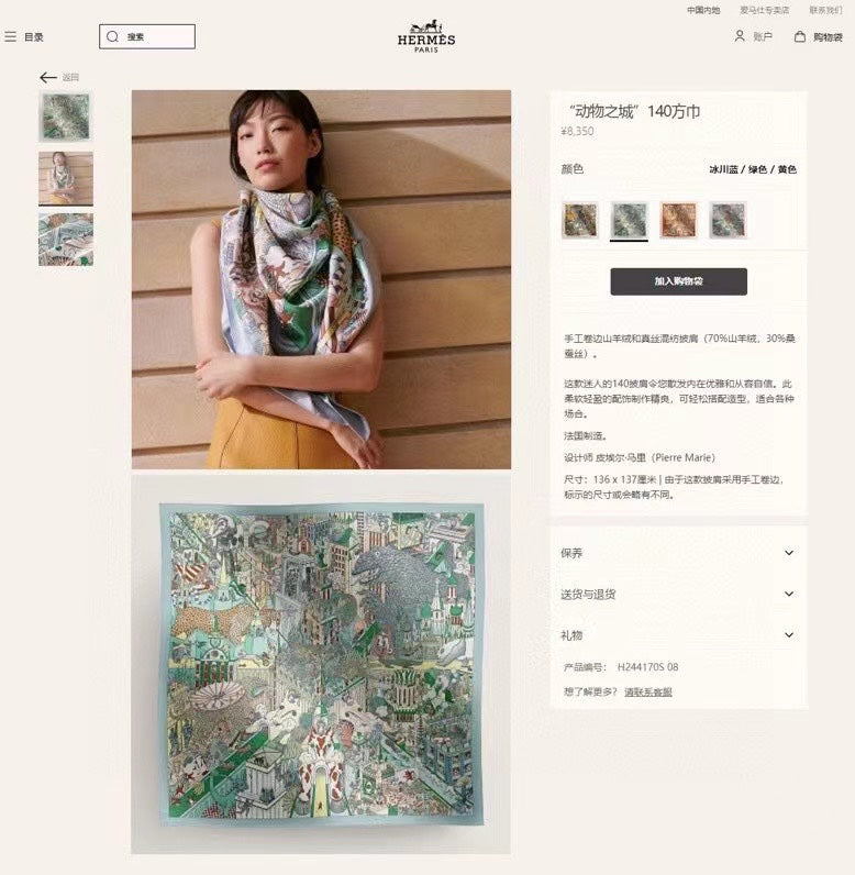 Animapolis Scarf Limited Edition 140 CM In Colorful Cashmere And Silk 306572