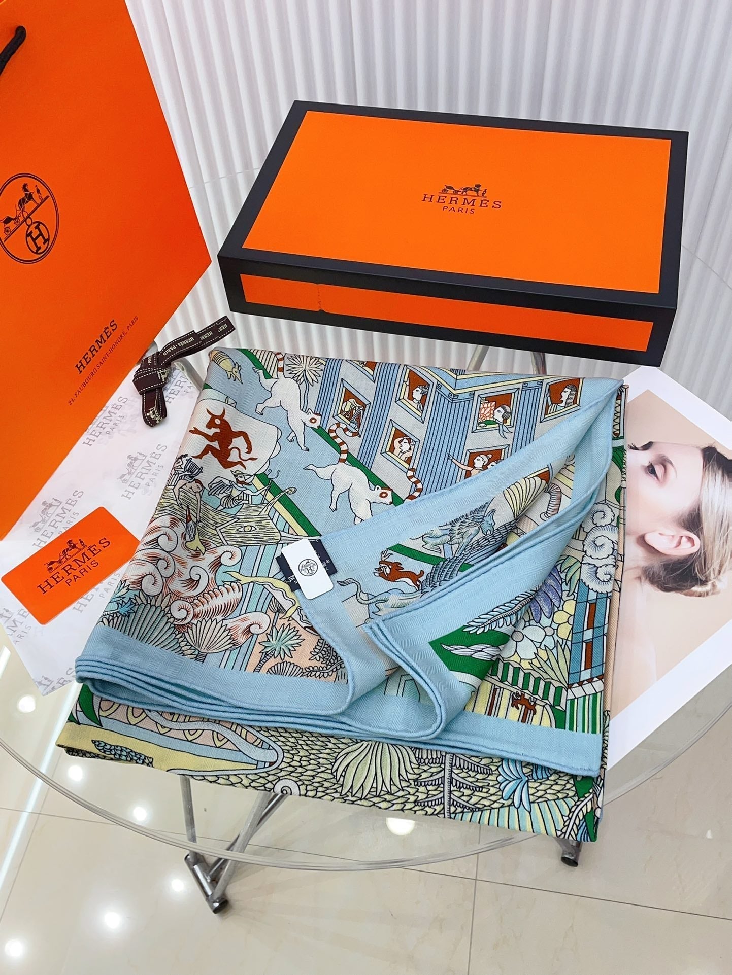 Animapolis Scarf Limited Edition 140 CM In Colorful Cashmere And Silk 306572
